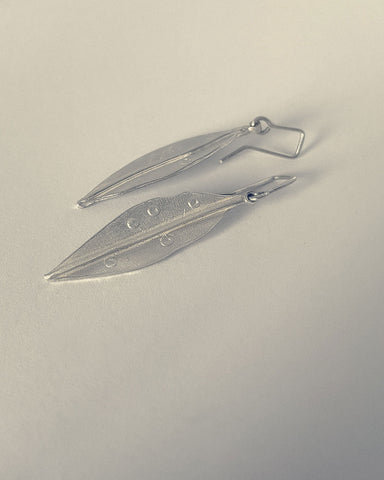 Pohutukawa Leaf Pendant Earrings | Sterling Silver | Long