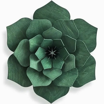 3D Wooden decor Flower | Forest Green