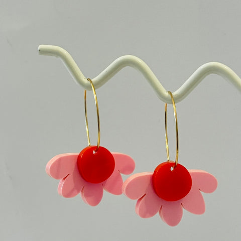 Poppy Earrings in Pink & Red