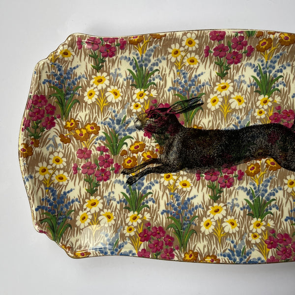 Leaping Hare on Floral royal Winton