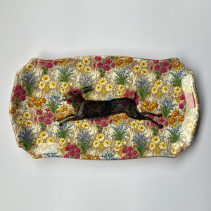 Leaping Hare on Floral royal Winton
