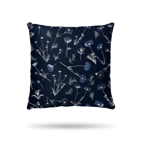 Blue Cosmos Blue Velvet Silk Cushion